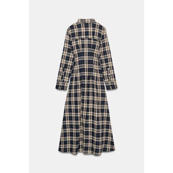 ZARA PLAID PLEATED MIDI DRESS - Picture 8 of 9